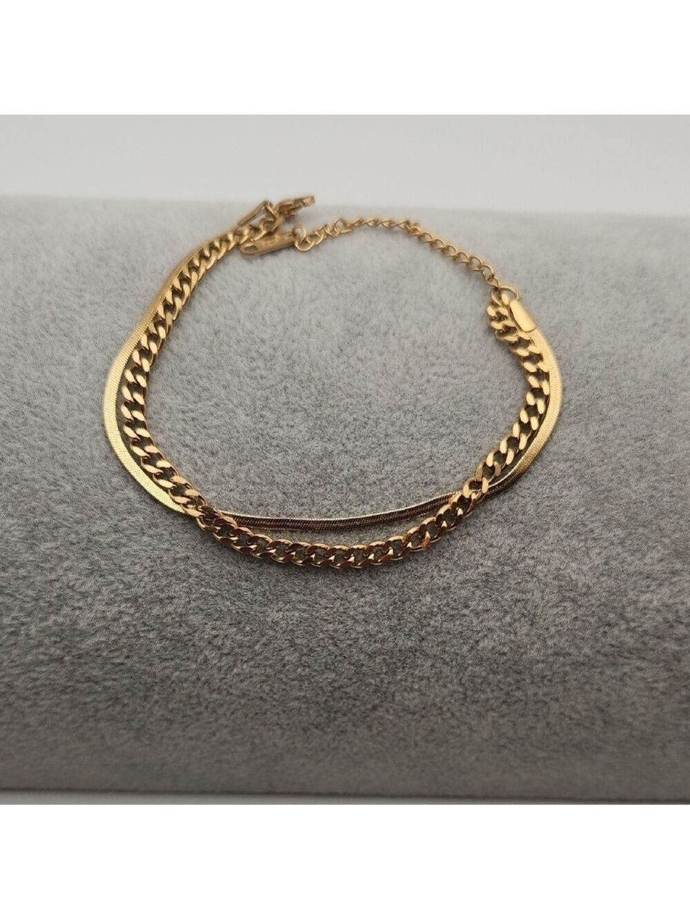 18K Gold Plated Stainless Steel Double Chain Bracelet